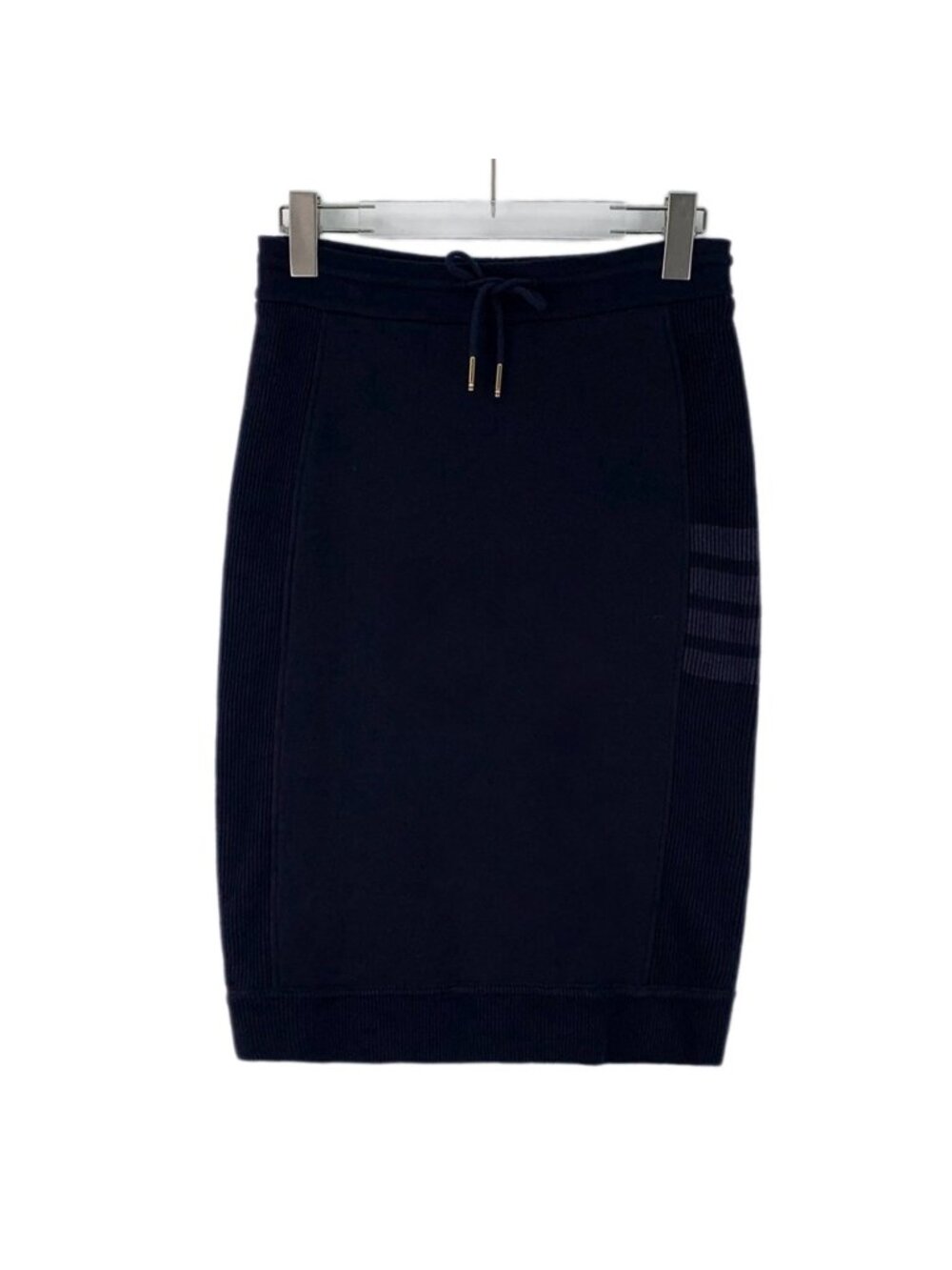 Thom Browne Navy Blue Classic Four-Bar Cotton Skirt